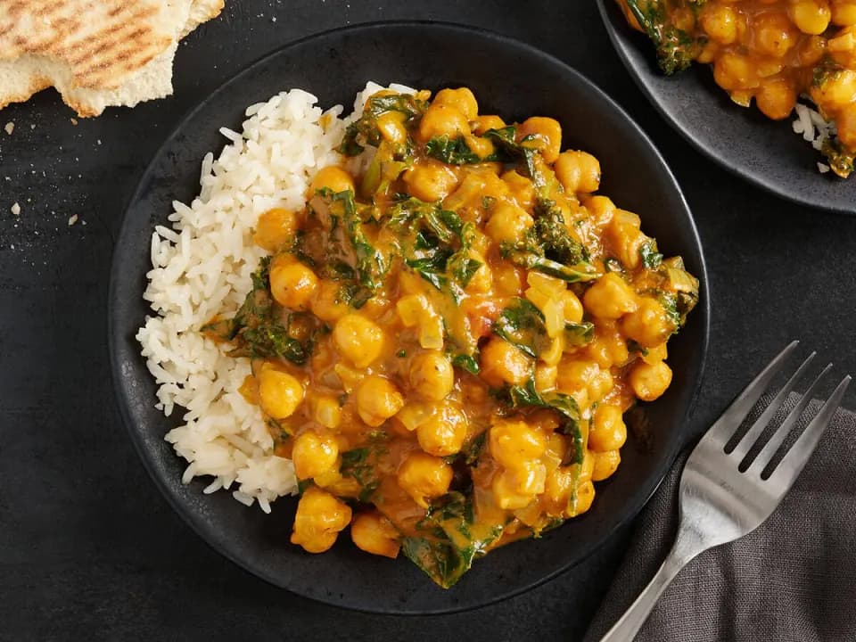 A bowl of chickpea curry for a simple weekly dinner